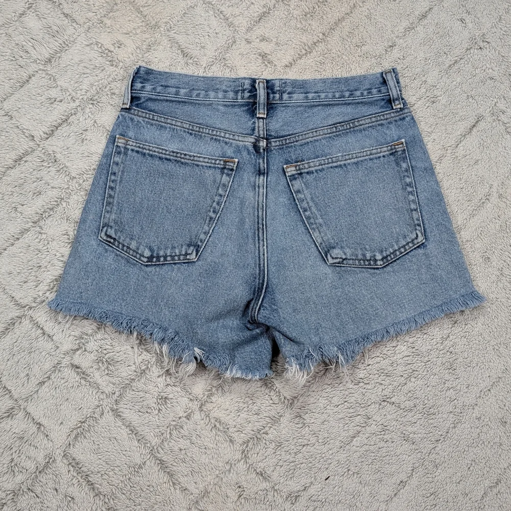 Agolde Shorts Womens 25 Blue Swapmeet Denim Parker Long High Rise Fray Hem - Picture 9 of 9